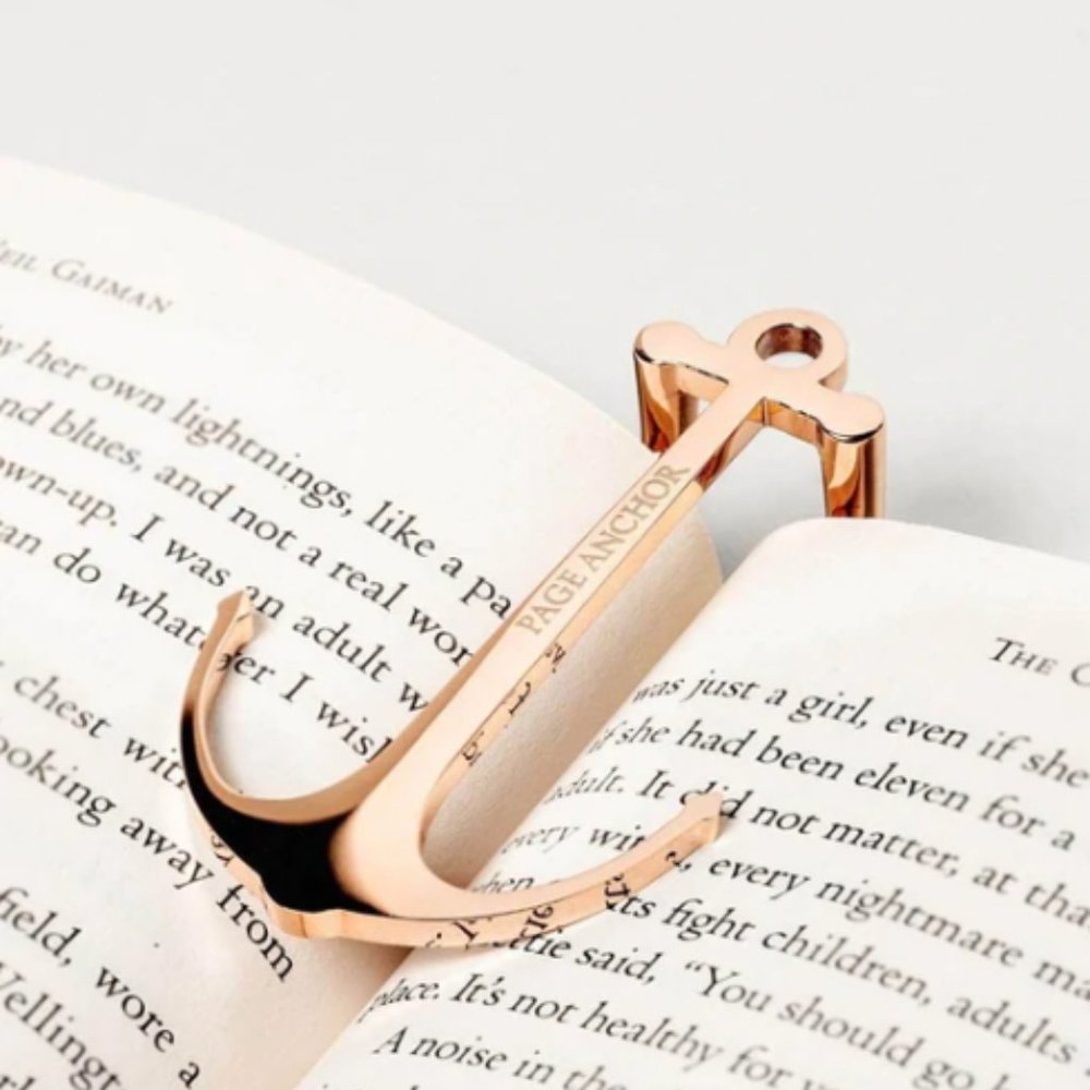 Page Anchor Hand-Crafted 316L Stainless Steel Bookmarks - Rose Gold and Black